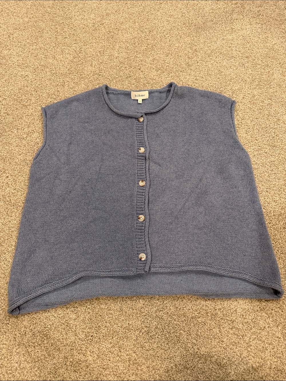 bohme Dusty Blue Button-Front Knit Sweater Vest